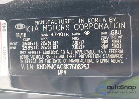 2019 Kia Sportage Lx from USA, damaged, VIN KNDPMCAC8K7608257